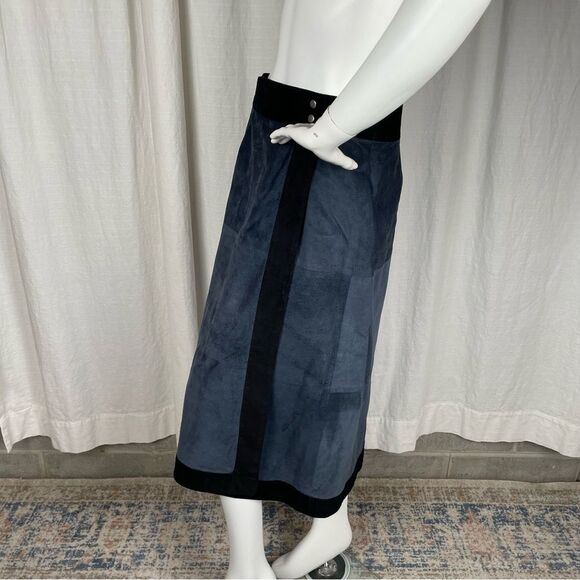 Sea NY navy and black suede wrap midi skirt Size 8 - Picture 4 of 7